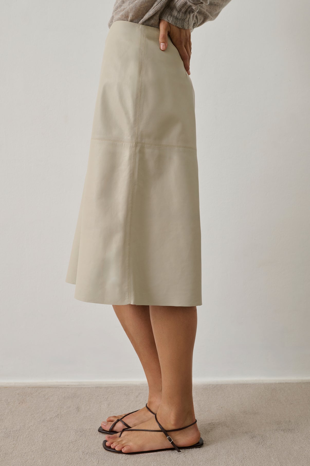 Jupe Gwen - Mastic - Cuir - Femme vue 4